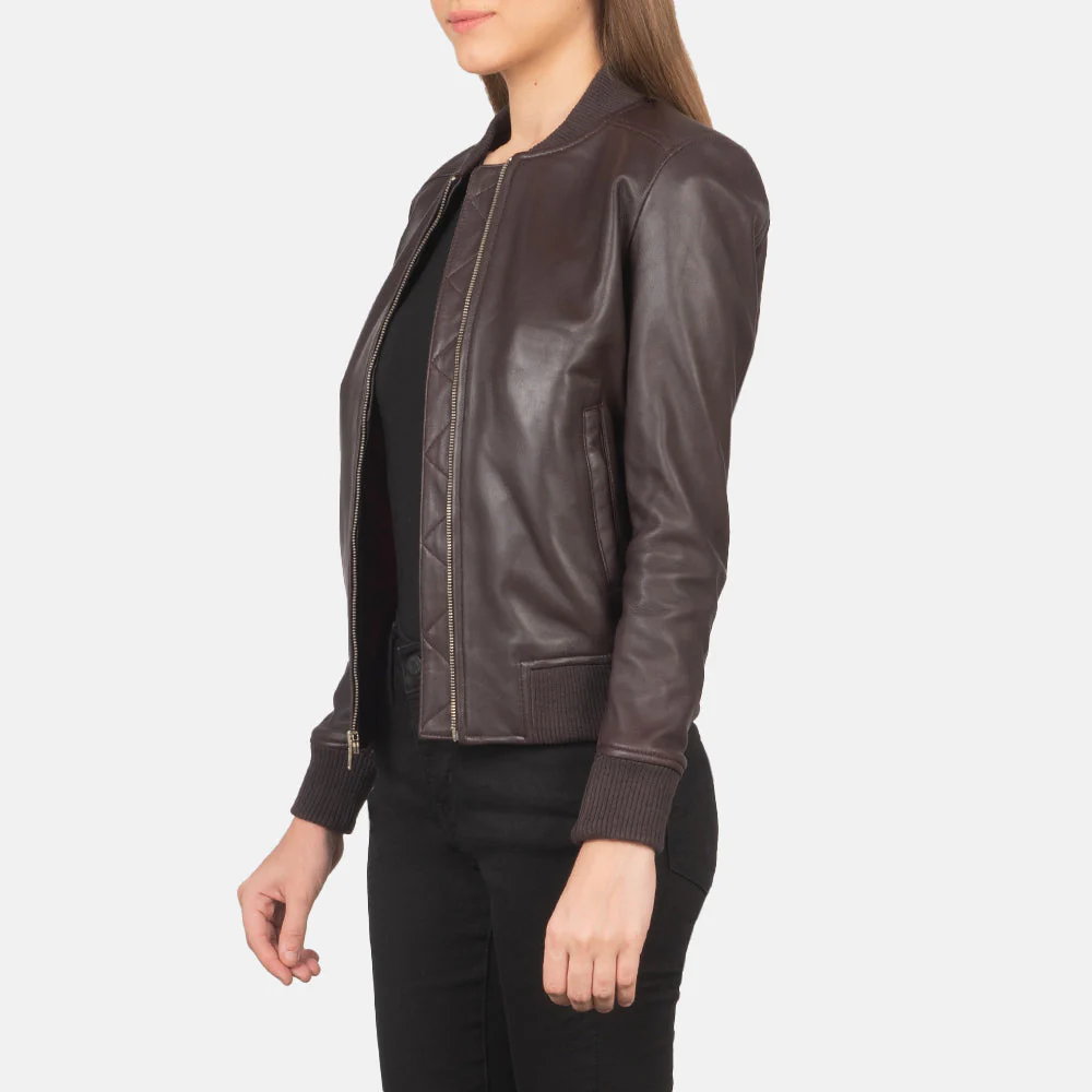 Women_s_Bliss_Maroon_Leather_Bomber_Jacket_Side_Pose_a9599a4a-7f81-48af-9a09-a6926e2b7639