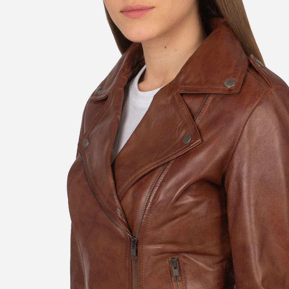 Women_s_Flashback_Brown_Leather_Biker_Jacket_Close-Up