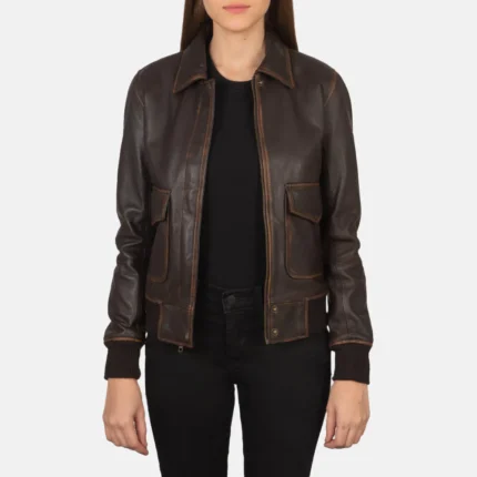 Westa A-Top Brown Leather Bomber Jacket